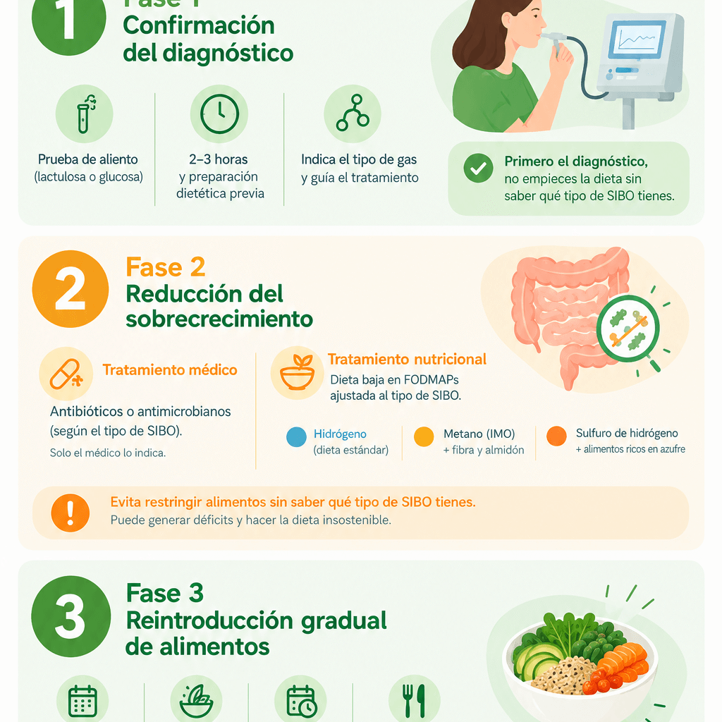 Fases del tratamiento nutricional del SIBO
